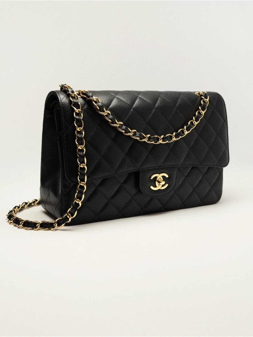 CHANEL. Large Classic Hand Bag with Gold Chain